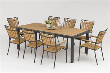 Havemøbelsæt. 216cm Bord + 8 stole i ny artwood - levering fra 1-6-24